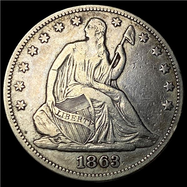 1863 Seated Liberty Half Dollar NEARLY   UNCIRCULATED