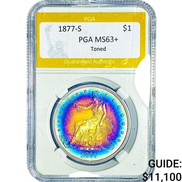 1877-S Silver Trade Dollar PGA MS63+ Toned