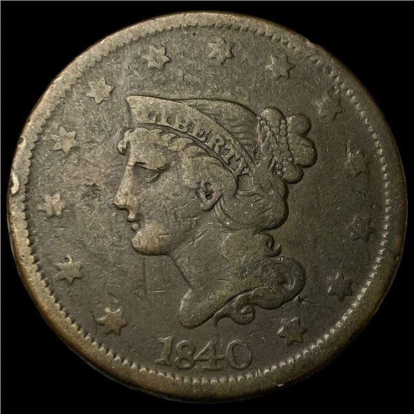1840 Braided Hair Large Cent  LIGHTLY   CIRCULATED