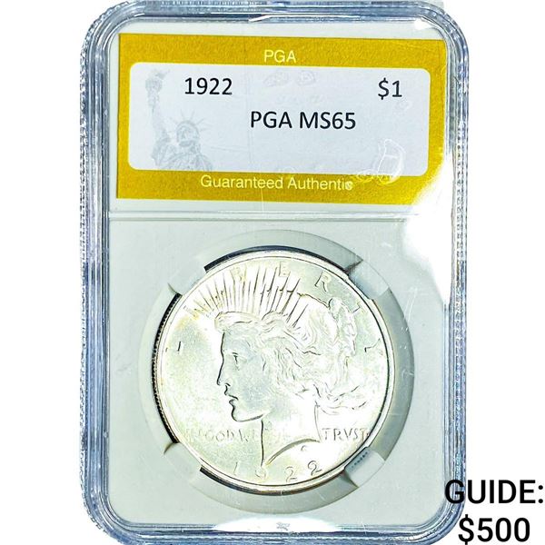 1922 Silver Peace Dollar PGA MS65