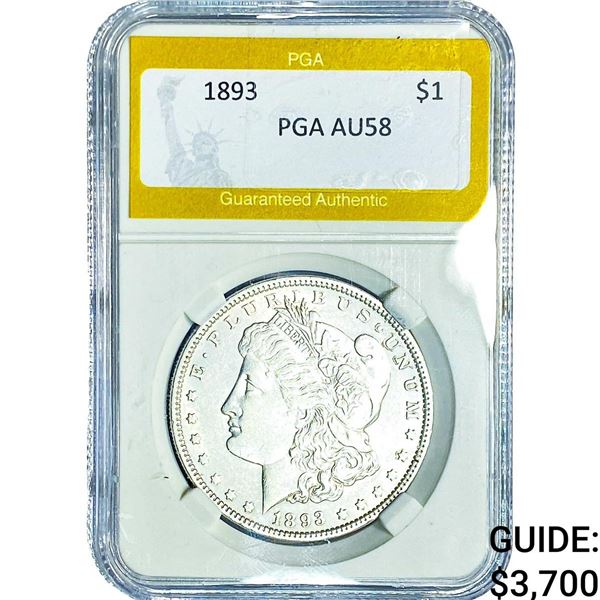 1893 Morgan Silver Dollar PGA AU58