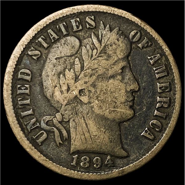 1894 Silver Barber Dime NICELY CIRCULATED