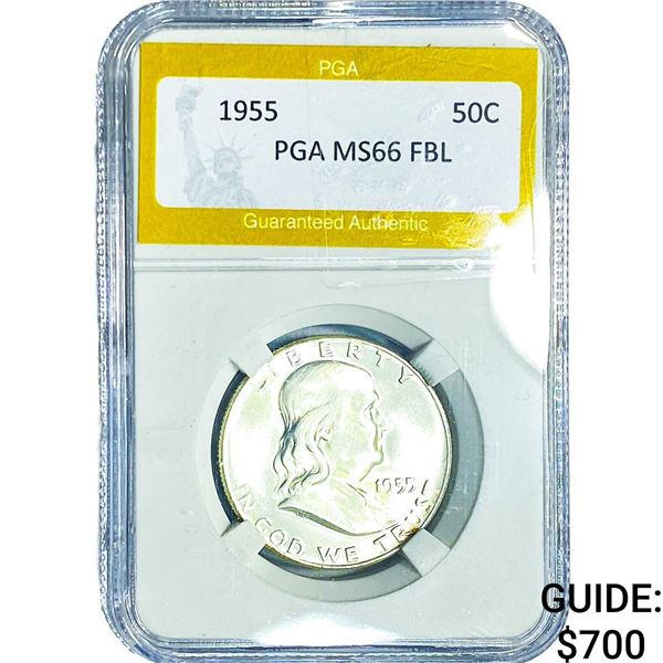1955 Franklin Half Dollar PGA MS66 FBL
