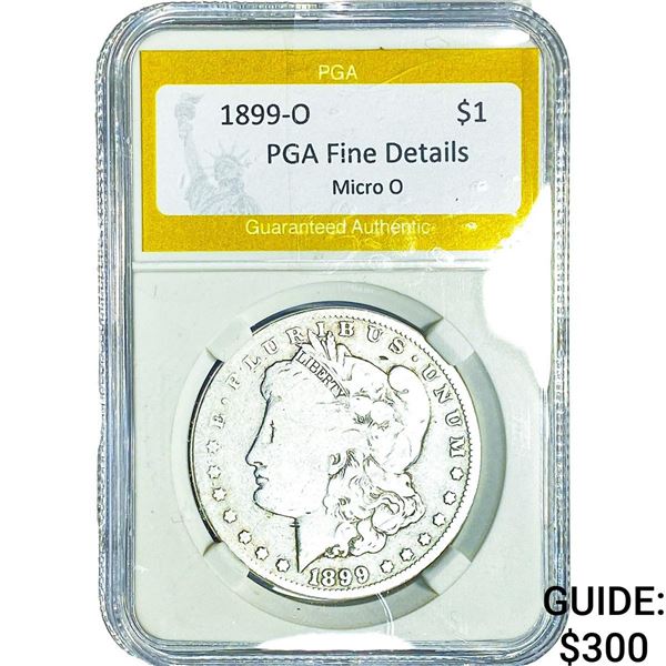 1899-O Morgan Silver Dollar PGA Fine Details  Micro O