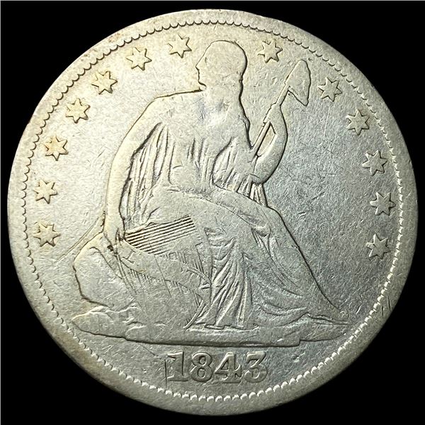1843-O Silver Seated Liberty Half Dollar   LIGHTLY CIRCULATED