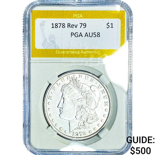 1878 Rev 79 Morgan Silver Dollar PGA AU58