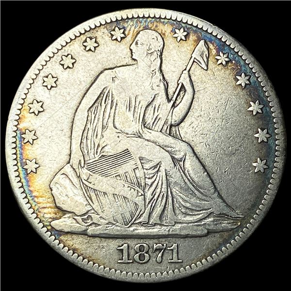 1871 Silver Seated Liberty Half Dollar ABOUT   UNCIRCULATED