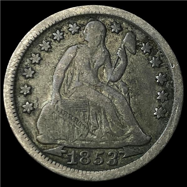 1853 Arrows Seated Liberty Dime NEARLY   UNCIRCULATED