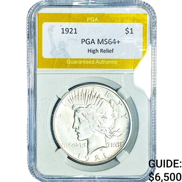 1921 Silver Peace Dollar PGA MS64+ High  Relief