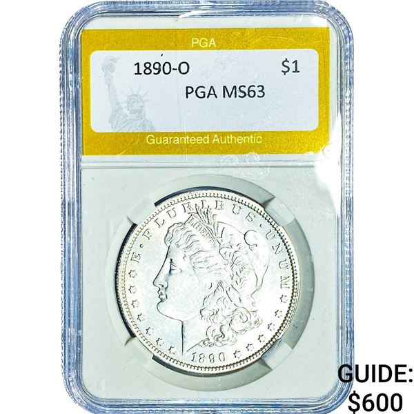 1890-O Morgan Silver Dollar PGA MS63