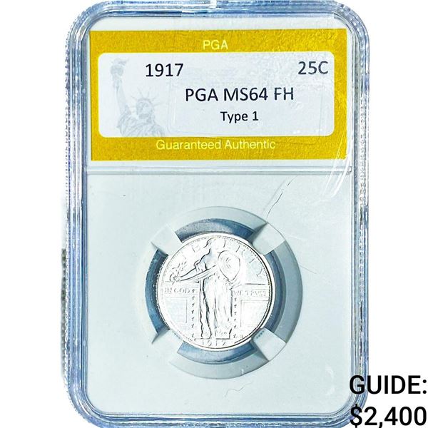 1917 Standing Liberty Quarter PGA MS64 FH  Type 1