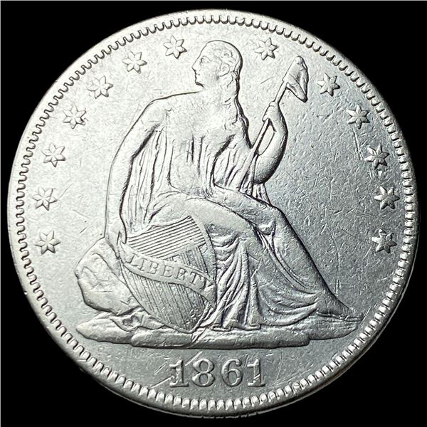 1861 Silver Seated Liberty Half Dollar NEARLY  UNCIRCULATED