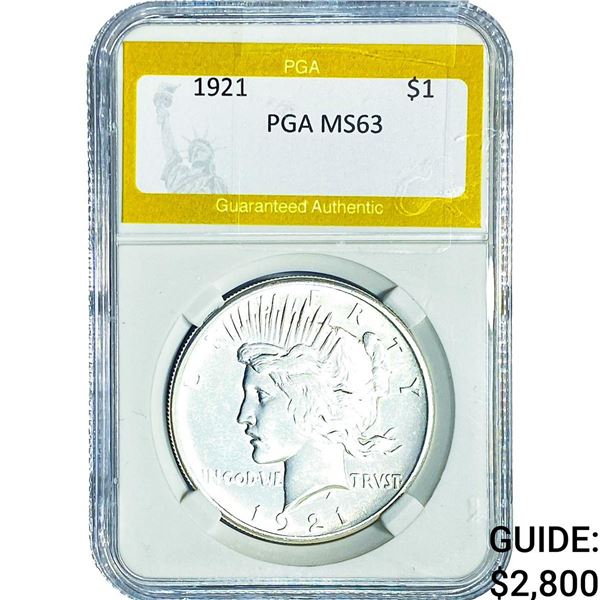 1921 Silver Peace Dollar PGA MS63