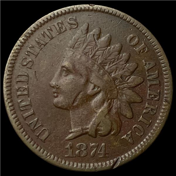 1874 Indian Head Cent ABOUT UNCIRCULATED