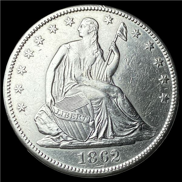 1862-S Silver Seated Liberty Half Dollar  CLOSELY UNCIRCULATED