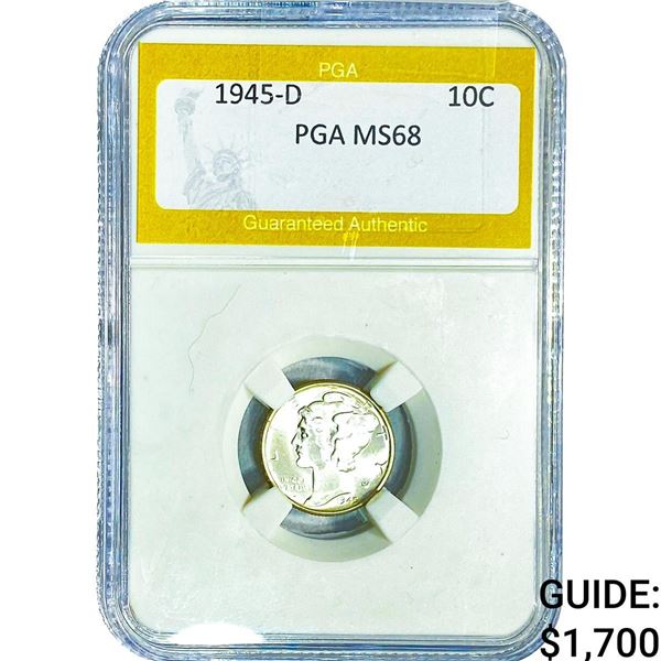 1945-D Mercury Silver Dime PGA MS68
