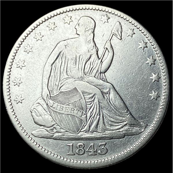 1843 Seated Liberty Half Dollar NEARLY  UNCIRCULATED