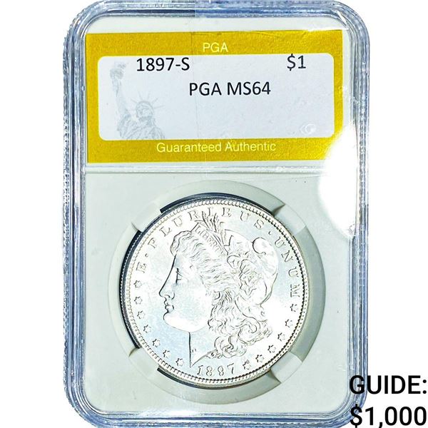 1897-S Morgan Silver Dollar PGA MS64