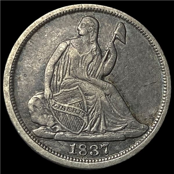1837 Silver Seated Liberty Half Dime No Stars  NEARLY UNCIRCULATED