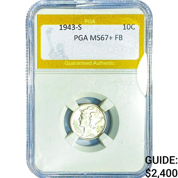 1943-S Mercury Silver Dime PGA MS67+ FB