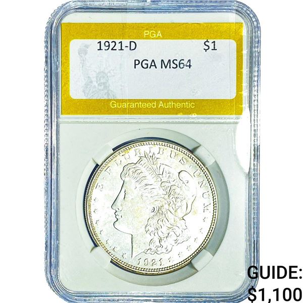 1921-D Morgan Silver Dollar PGA MS64