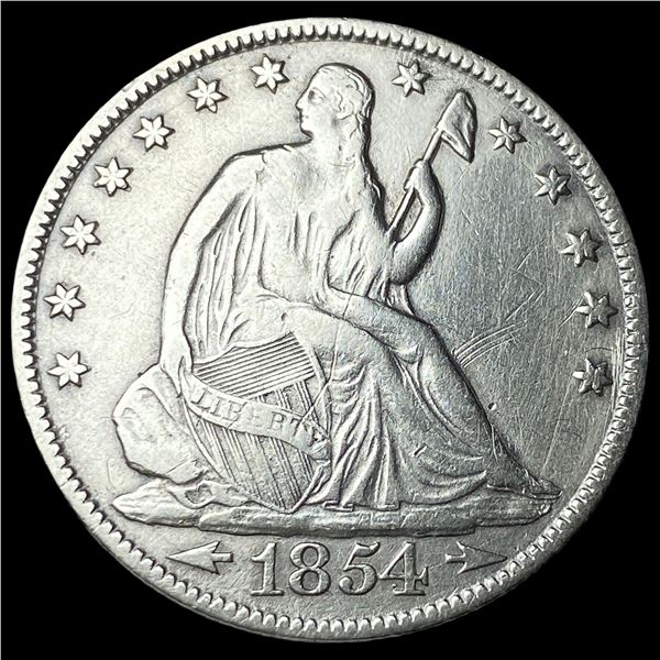 1854-O Arrows Seated Liberty Silver Half  Dollar NEARLY UNCIRCULATED