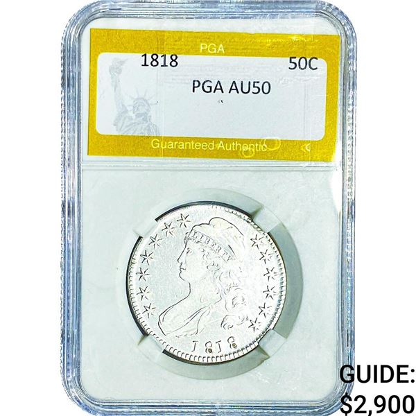 1818 Capped Bust Half Dollar PGA AU50
