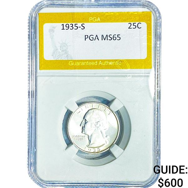 1935-S Washington Silver Quarter PGA MS65