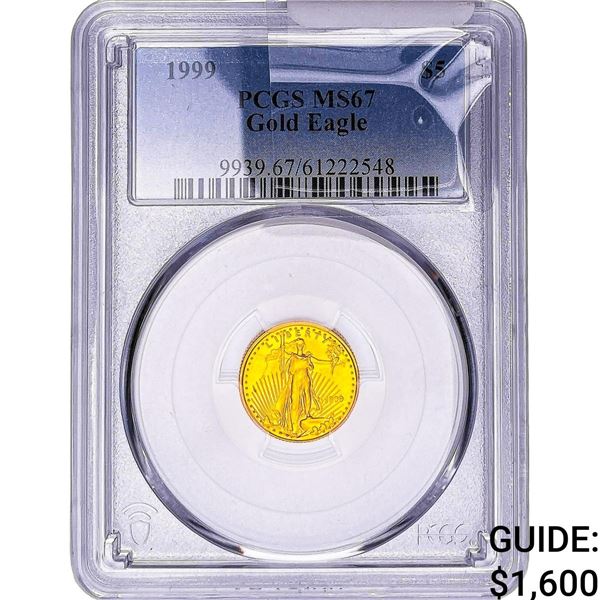 1999 1/10oz $5 Gold Eagle PCGS MS67