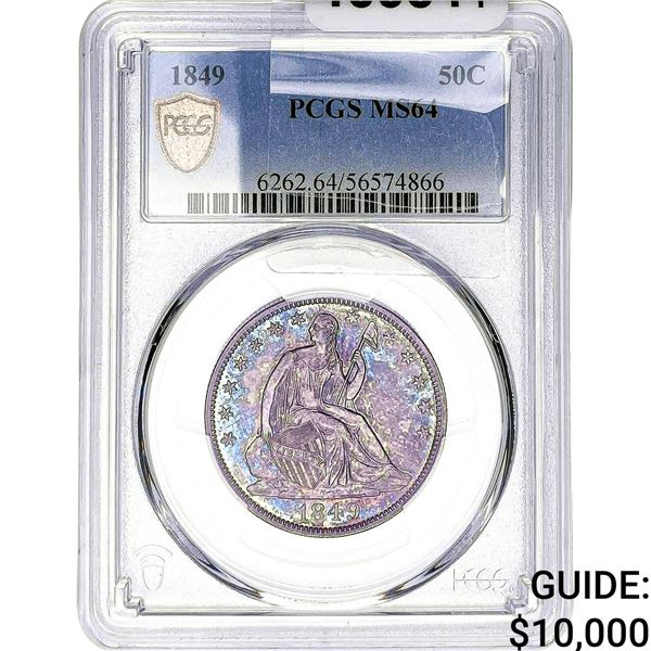 1849 Seated Liberty Half Dollar PCGS MS64