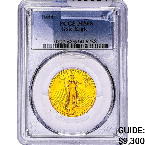 1988 1/2oz $25 Gold Eagle PCGS MS68