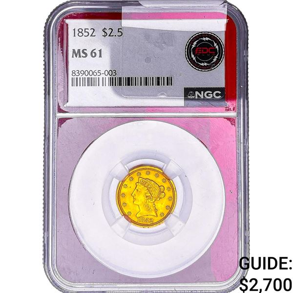1852 $2.50 Gold Quarter Eagle NGC MS61