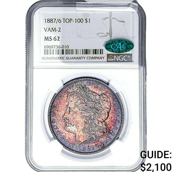 1887/6 CAC Morgan Silver Dollar NGC MS62  VAM-2