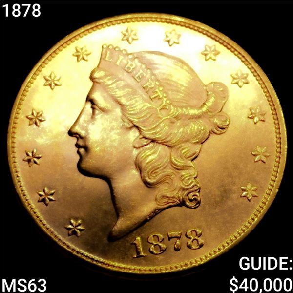 1878 $20 Gold Double Eagle CHOICE BU