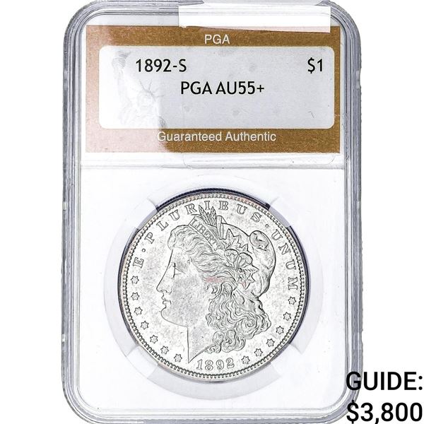 1892-S Morgan Silver Dollar PGA AU55+