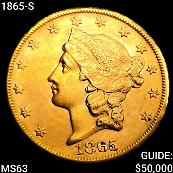 1865-S $20 Gold Double Eagle CHOICE BU
