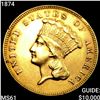 Image 1 : 1874 $3 Gold Piece UNCIRCULATED