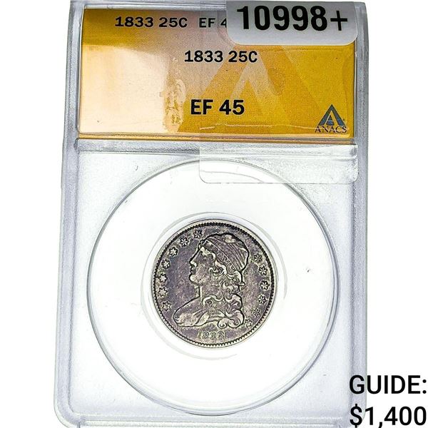 1833 Capped Bust Quarter ANACS EF45