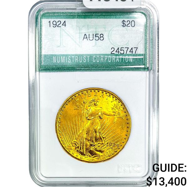 1924 $20 Gold Double Eagle NTC AU58