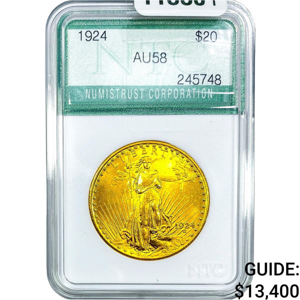 1924 $20 Gold Double Eagle NTC AU58