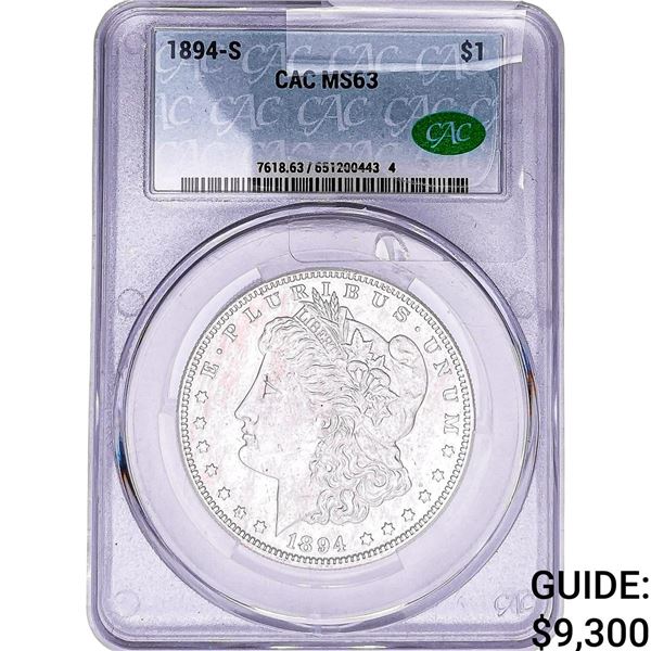 1894-S Morgan Silver Dollar CAC MS63
