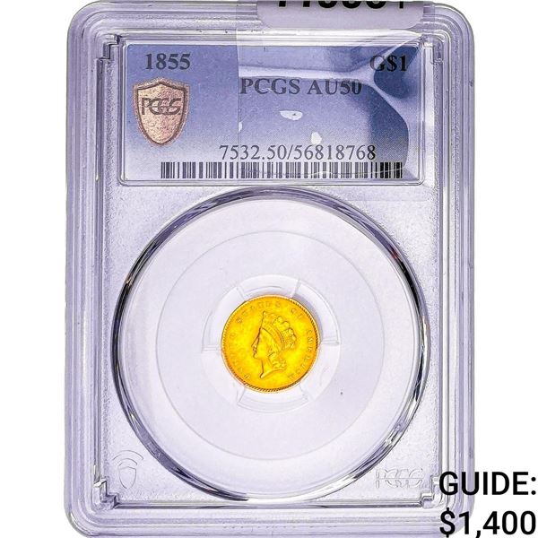 1855 Rare Gold Dollar PCGS AU50