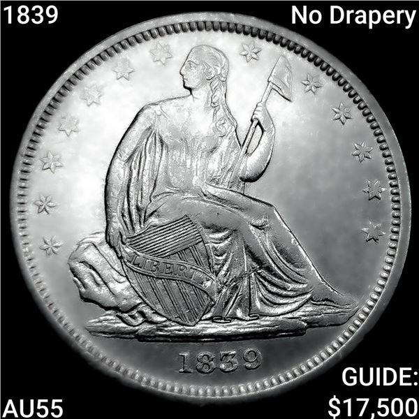 1839 No Drapery Seated Liberty Half Dollar HIGH GRADE