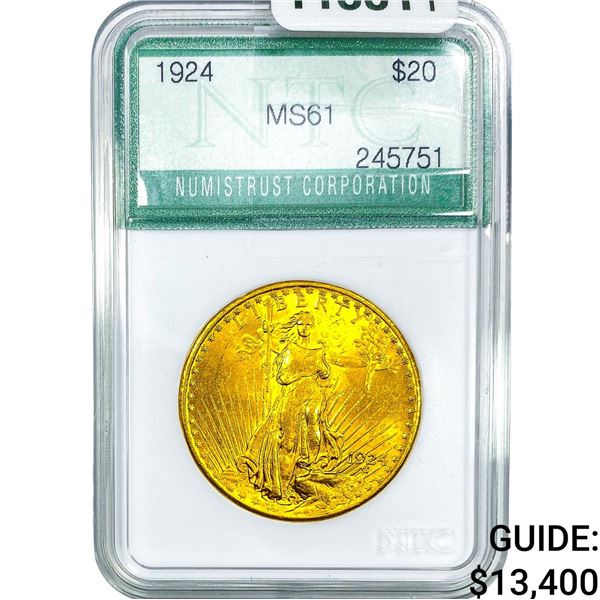 1924 $20 Gold Double Eagle NTC MS61