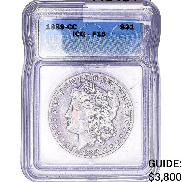 1889-CC Morgan Silver Dollar ICG F15