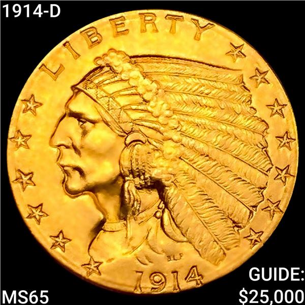 1914-D $2.50 Gold Quarter Eagle GEM BU