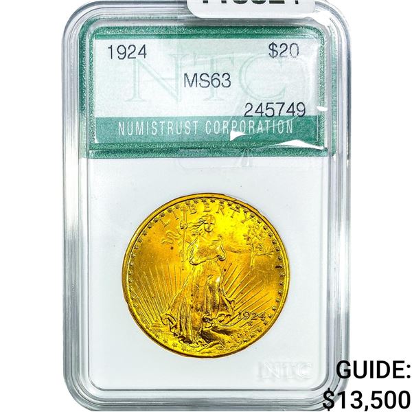 1924 $20 Gold Double Eagle NTC MS63