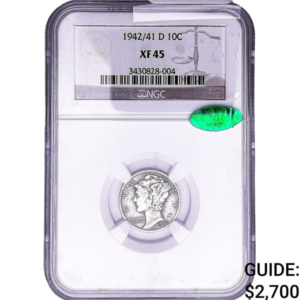 1942/41-D CAC Mercury Silver Dime NGC XF45
