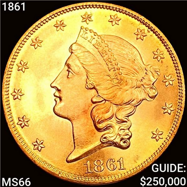 1861 $20 Gold Double Eagle GEM BU