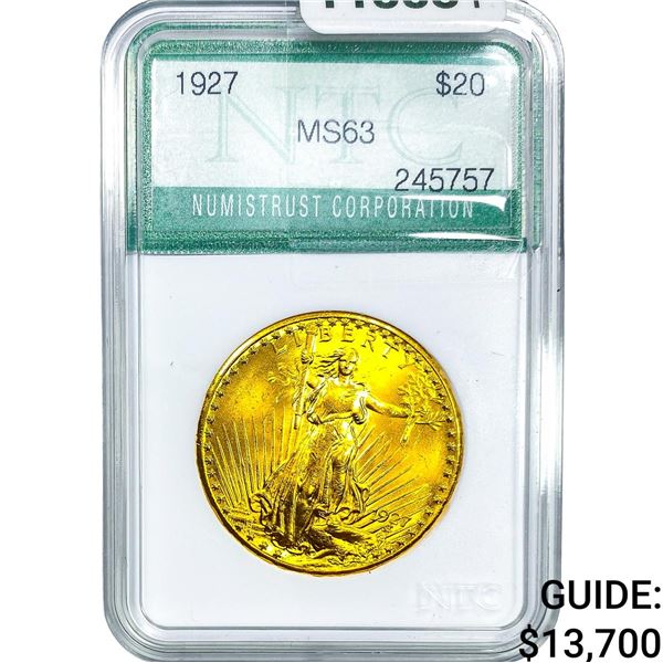 1927 $20 Gold Double Eagle NTC MS63